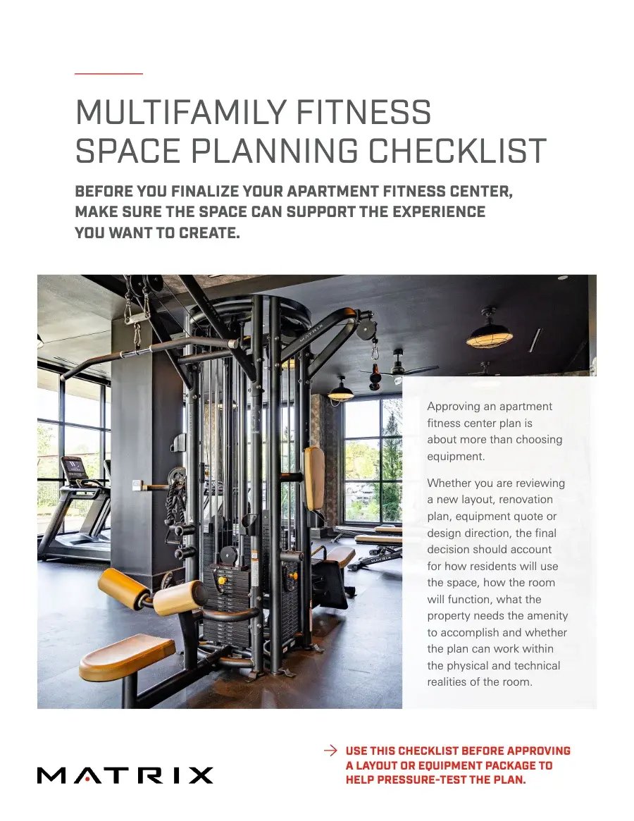 Cover of the Multifamily Fitness Space Planning Checklist